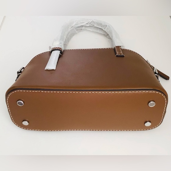 Tory Burch Emerson Dome Satchel Crossbody Bag Floral Applique NWT In Pac Leather - Picture 8 of 13